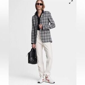 Rag & Bone Claudia Linen Blend Blazer in Blue Plaid Women’s Size 4